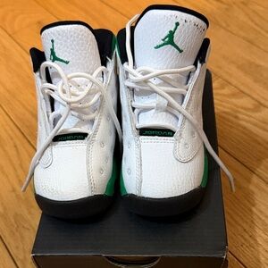 Jordan Kids White and Green Sneakers